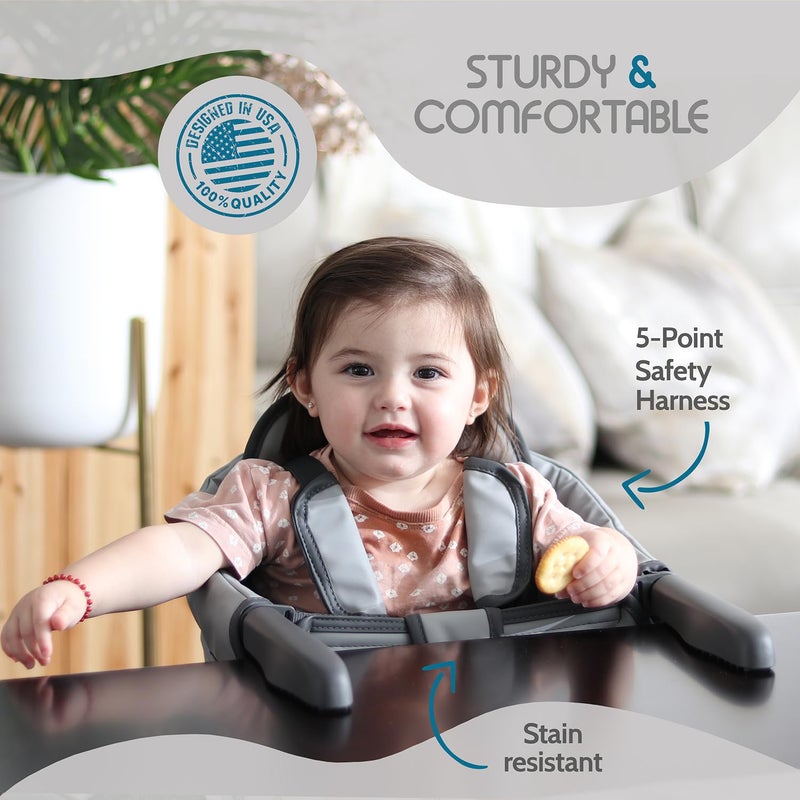 Tinybow Elegant Faux Leather Hook-On High Chair for Baby - Portable Baby Seat for Eating, Travel and Table Attachment - Image 4